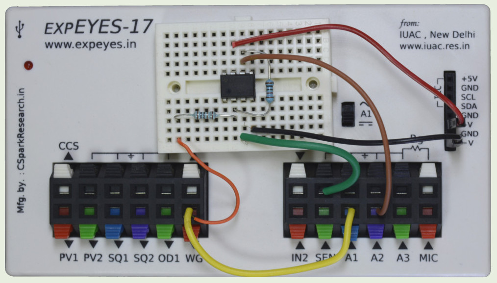 Photograph: Inverting Amplifier with an Opamp