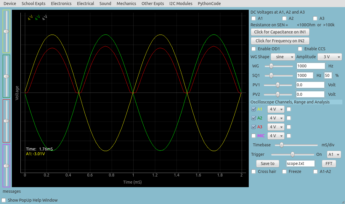 ExpEYES17: Full wave rectifier