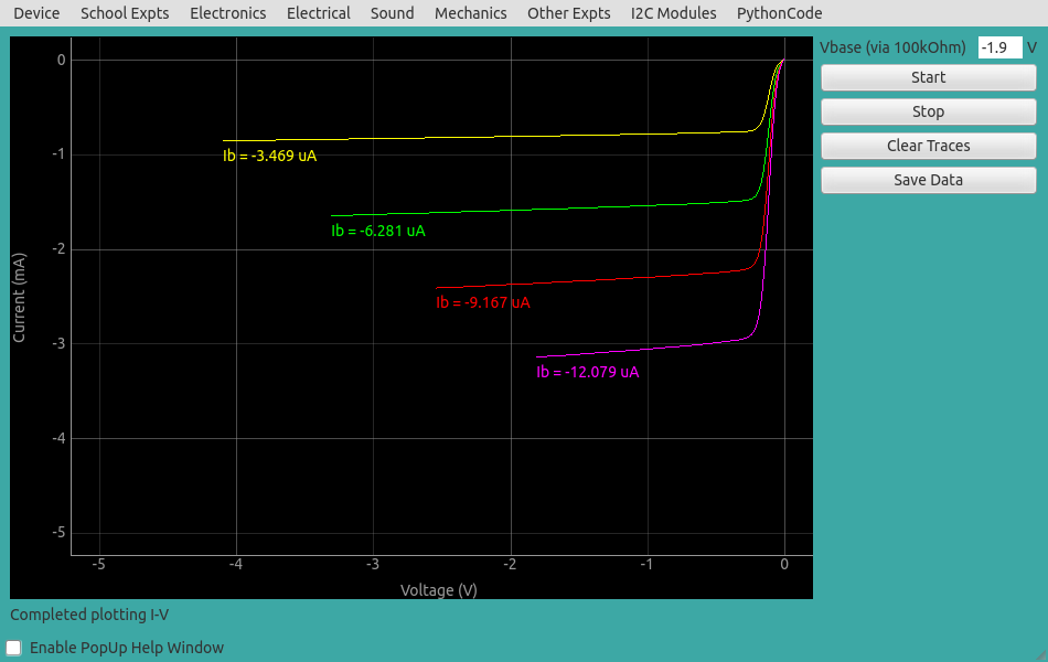 ExpEYES17: PNP CE characteristics