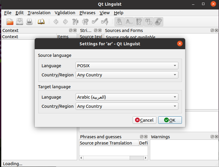 Select target language