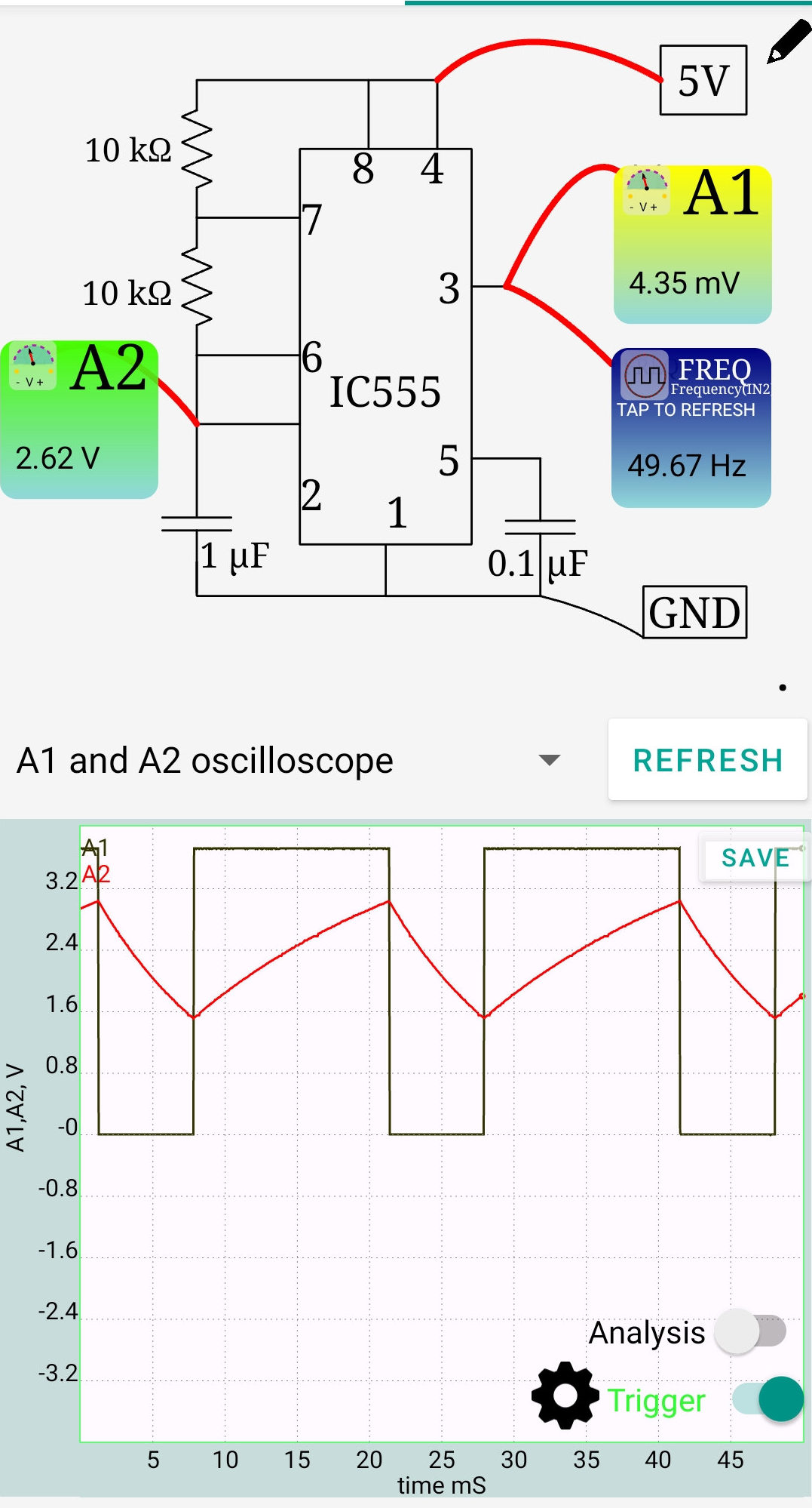 555 Astable — Mobile App