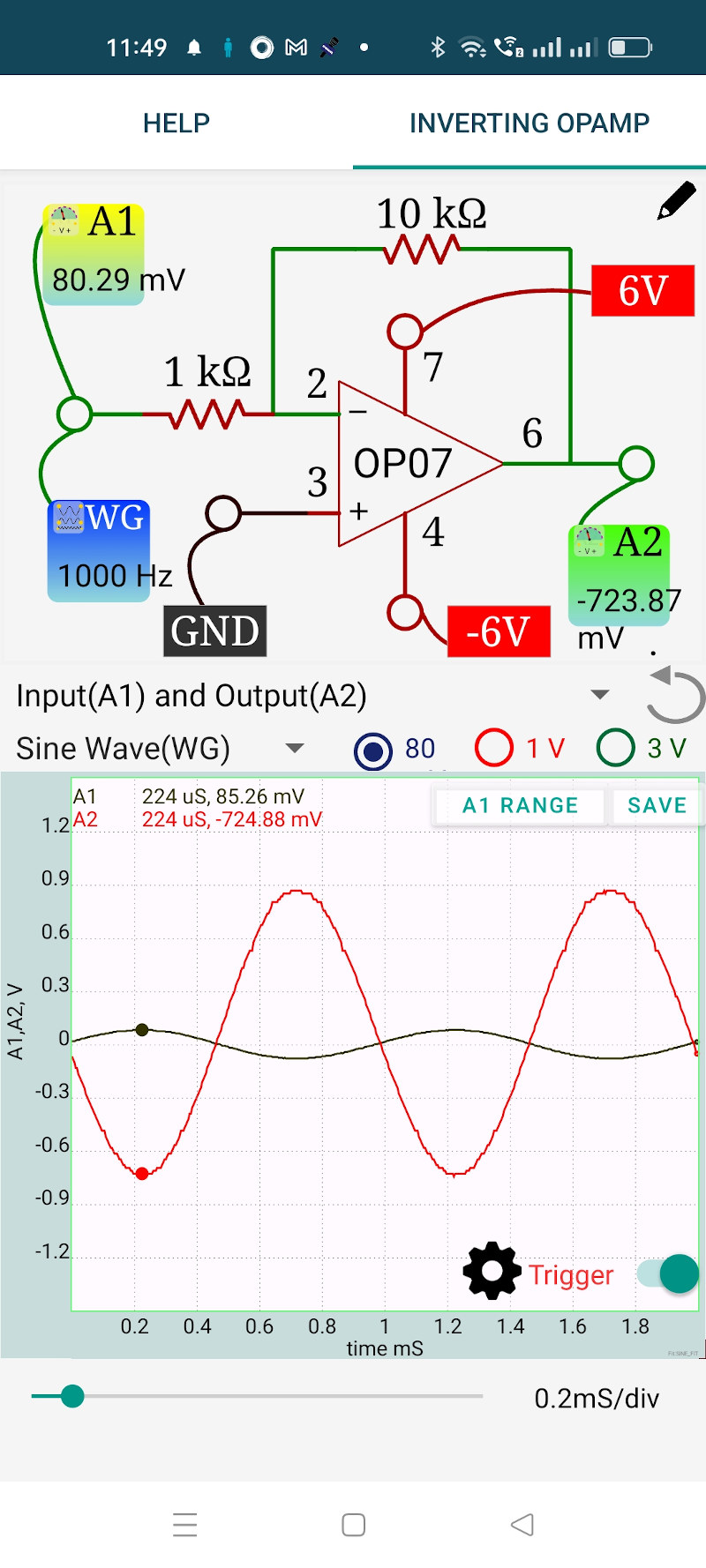 Inverting Amplifier - Mobile App